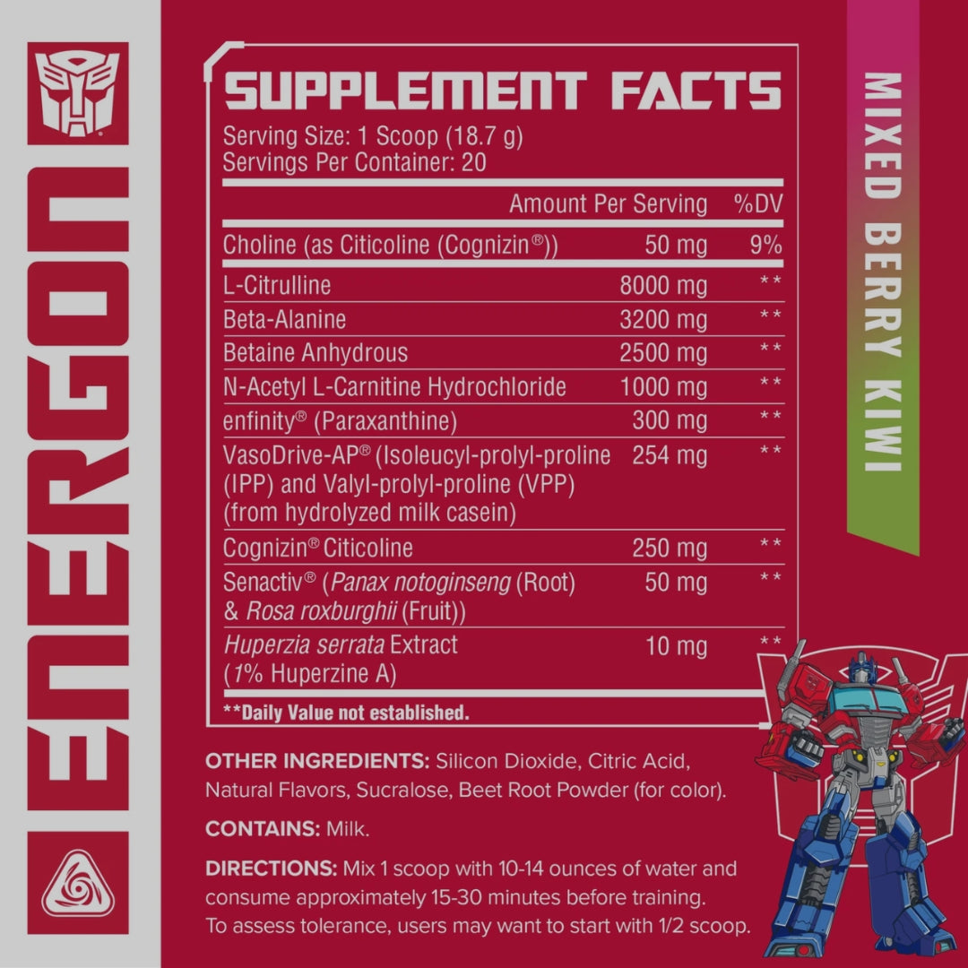 ENERGON PRE-WORKOUT TRANSFORMERS DE CORE NUTRITIONALS