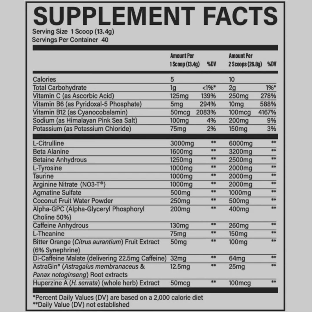THAVAGE PRE-WORKOUT DE RAW NUTRITION