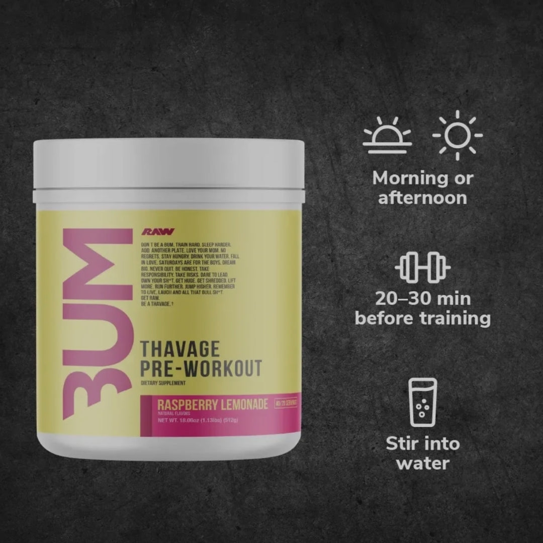 THAVAGE PRE-WORKOUT DE RAW NUTRITION